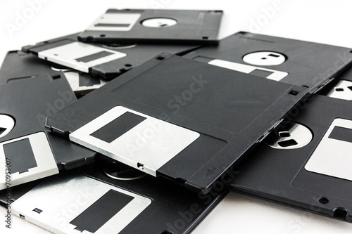 black diskette isolated on white background