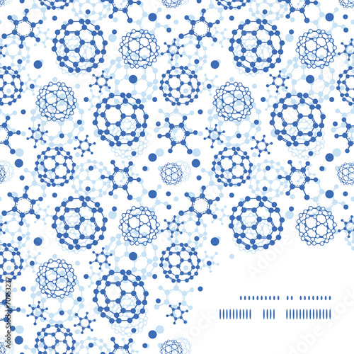 Vector blue molecules texture frame corner pattern background