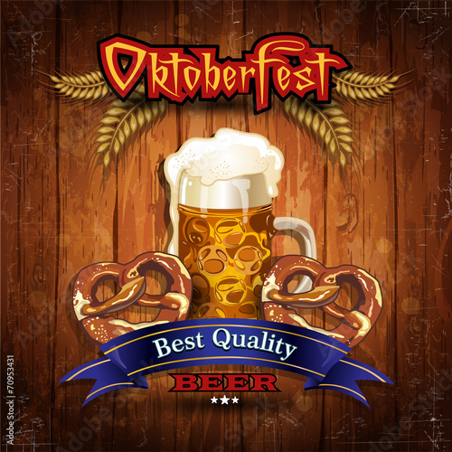 Bavarian beer pretzel with vintage wood