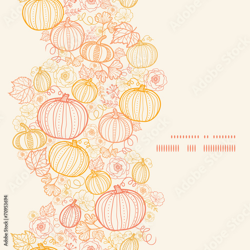 Vector thanksgiving line art pumkins vertical frame seamless