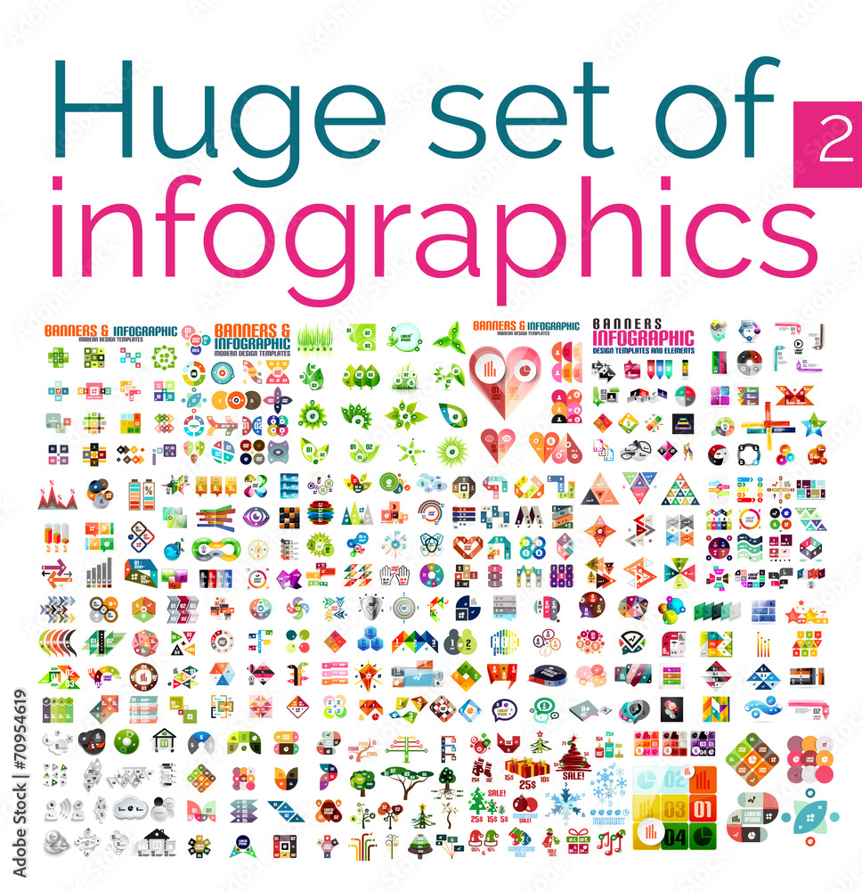 Huge mega set of infographic templates - obrazy, fototapety, plakaty 