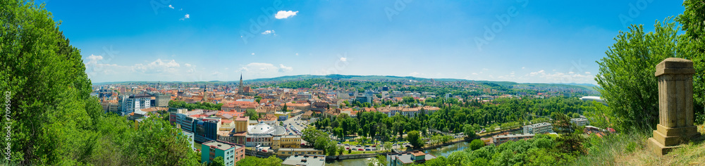 Panoramic wide view from above of historic center of Cluj