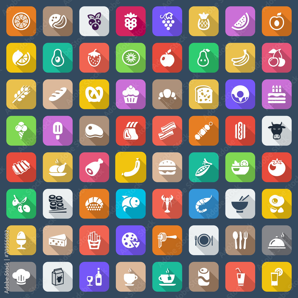 flat food iconset colorful flat food iconset colorful