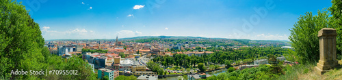 Panoramic wide view from above of historic center of Cluj photo