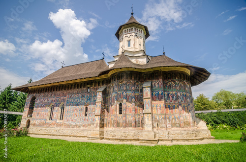Humorului Monastery with a historic painting Moldavia Romania