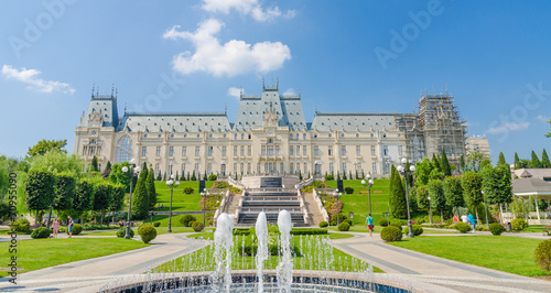 Iasi Cultural Palace with a beautiful park and people