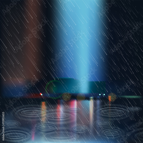puddles of rain on the street
