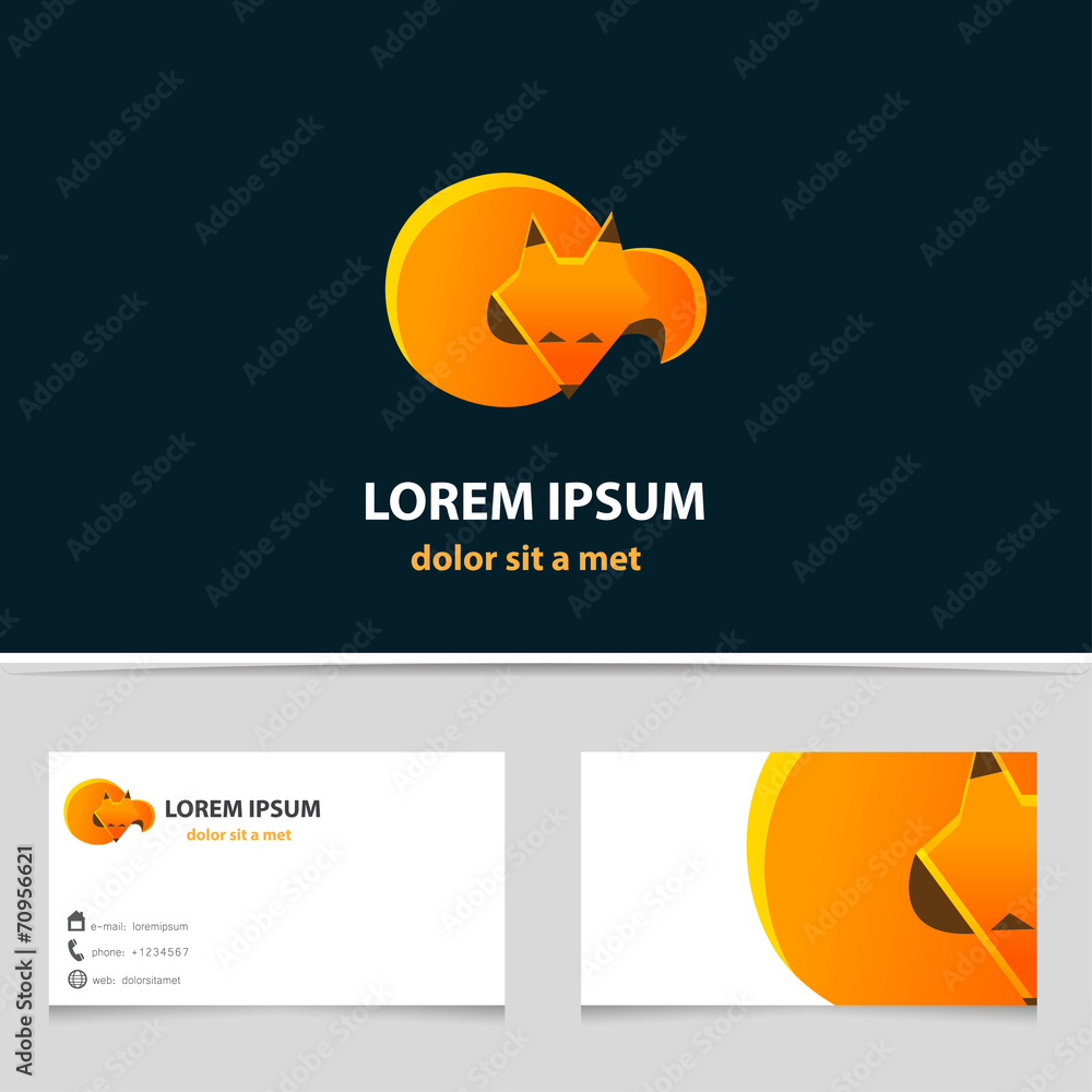 Abstract vector logo design template with business card