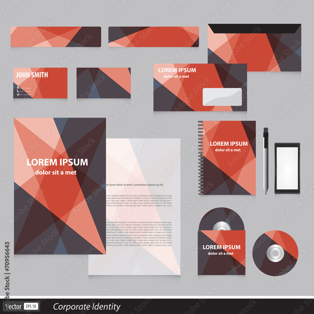 Color corporate identity template with triangles.