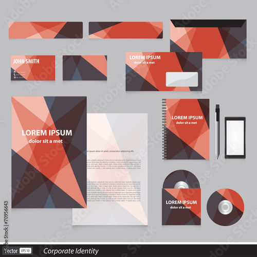 Color corporate identity template with triangles. © Vectorbox