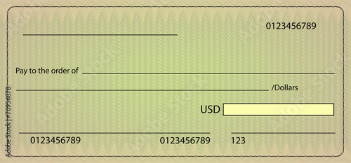Bank check blank order. Vector stock illustration