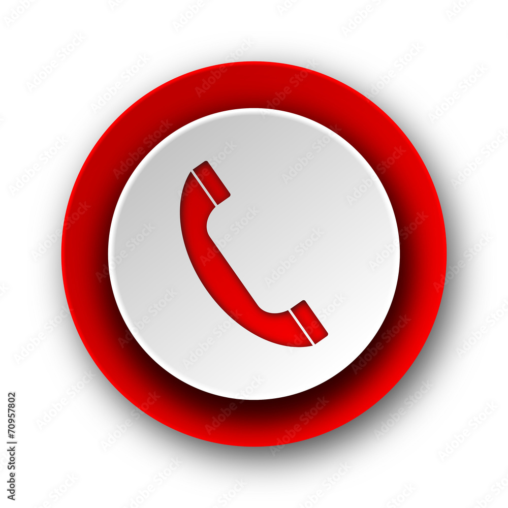 phone red modern web icon on white background phone red modern web icon on white background