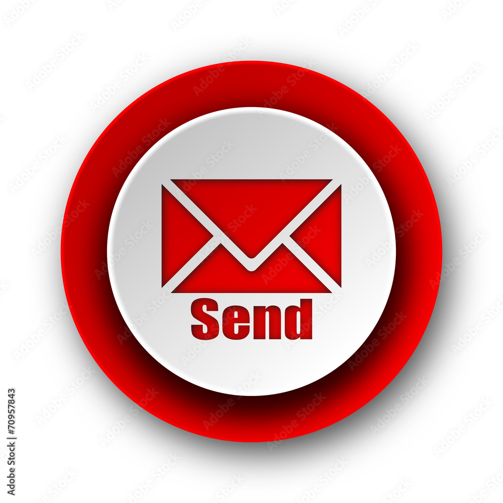 send red modern web icon on white background send red modern web icon on white background