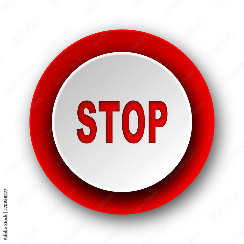 stop red modern web icon on white background stop red modern web icon on white background