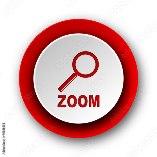 zoom red modern web icon on white background