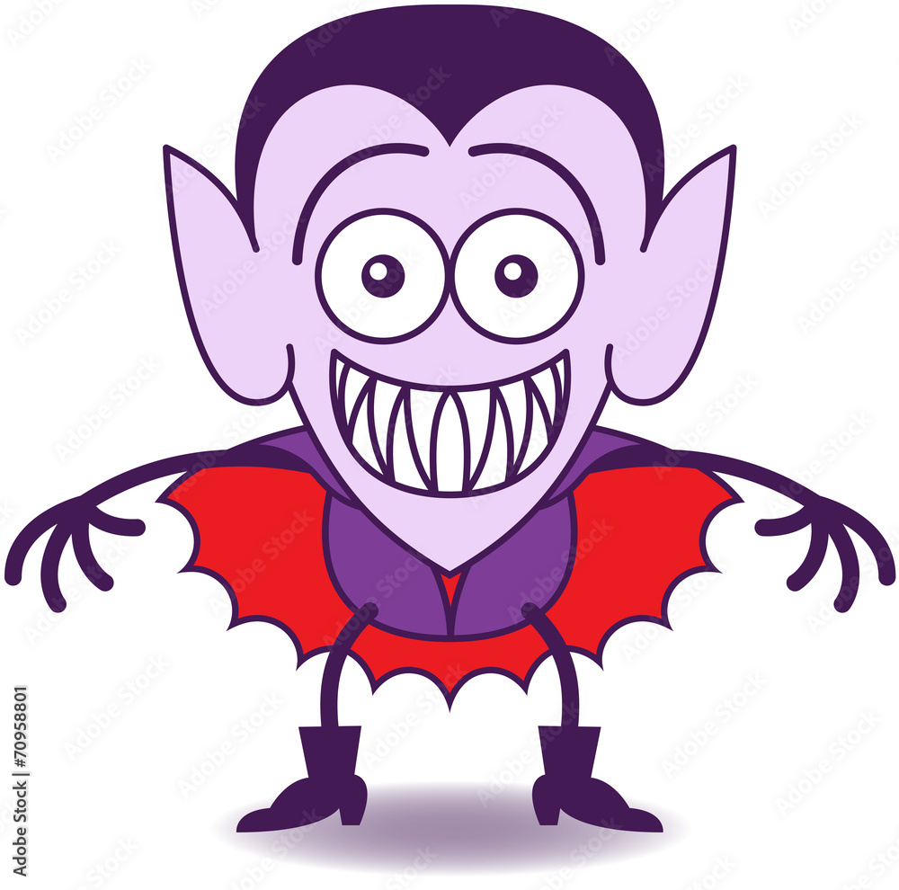 Halloween Dracula feeling embarrassed and grinning