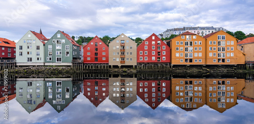 Summer panorama landscape of Trondheim city architecture