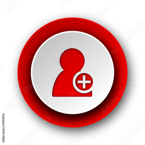 add contact red modern web icon on white background