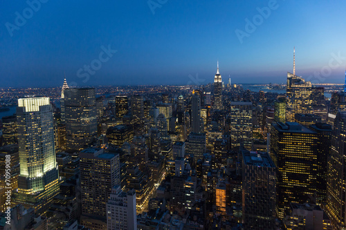 Aerial View of New York at Dusk