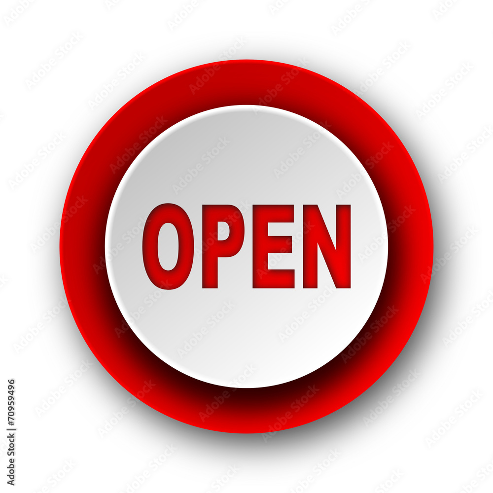 open red modern web icon on white background open red modern web icon on white background