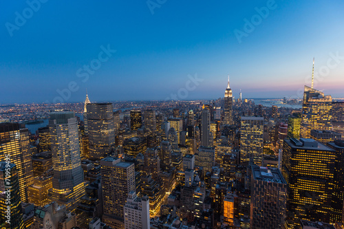 Aerial View of New York at Dusk