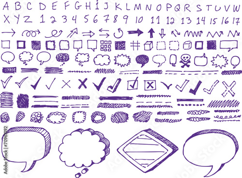 Set of hand-drawn isolated highlighter elements