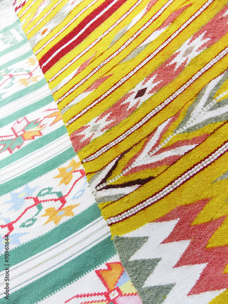 Colourful rug background divided into two sections Colourful rug background divided into two sections