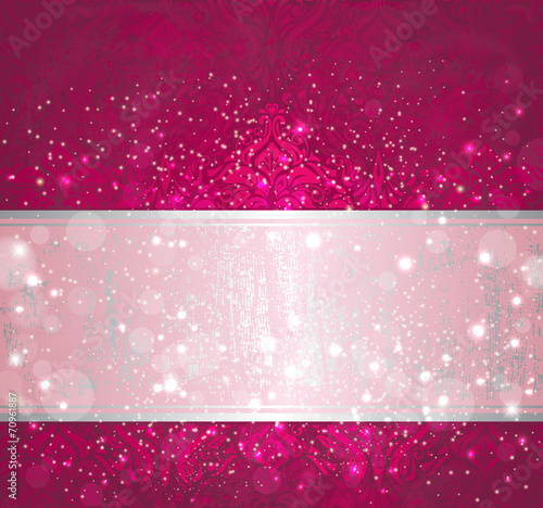 Shiny red and silver  luxury vintage christmas card design
