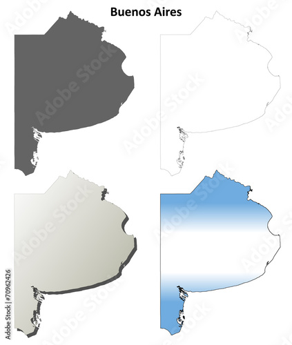 Buenos Aires blank outline map set