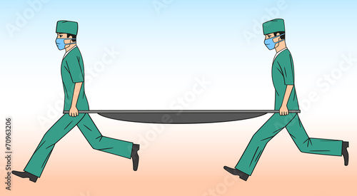 Physicians with a stretcher.