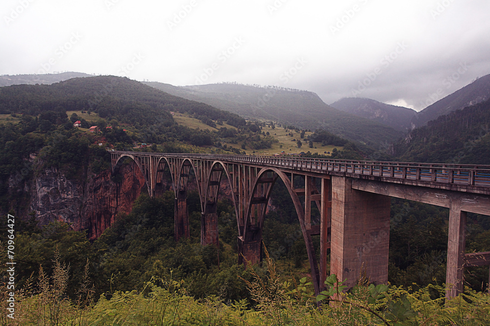 bridge in the mountains fog clouds rain bridge in the mountains fog clouds rain
