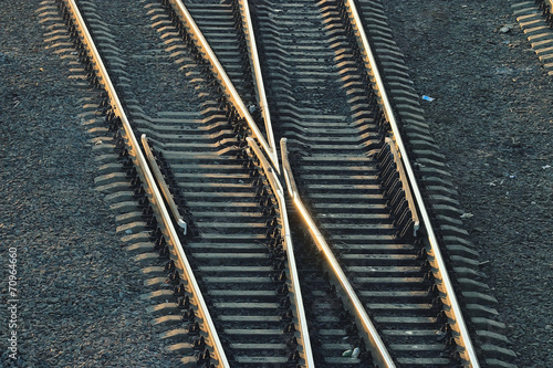 railroad rails path train station wire