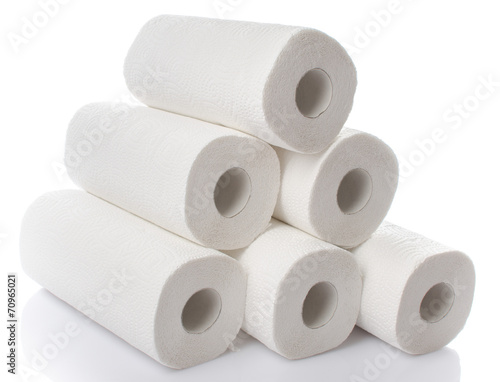 Composition with paper towel rolls
