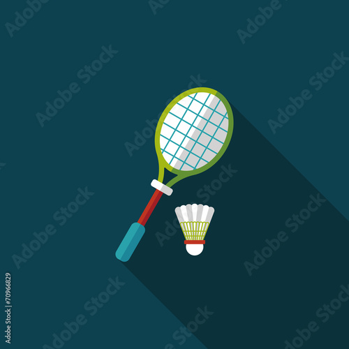 badminton racket and ball flat icon with long shadow,eps10