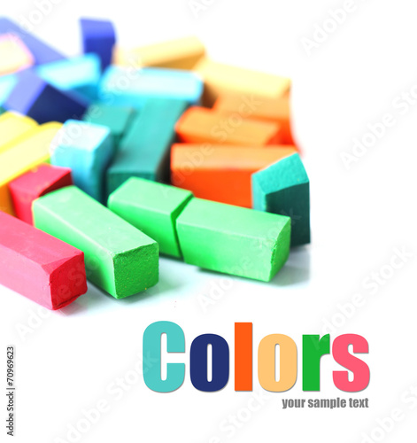 Colorful chalk pastels isolated on white