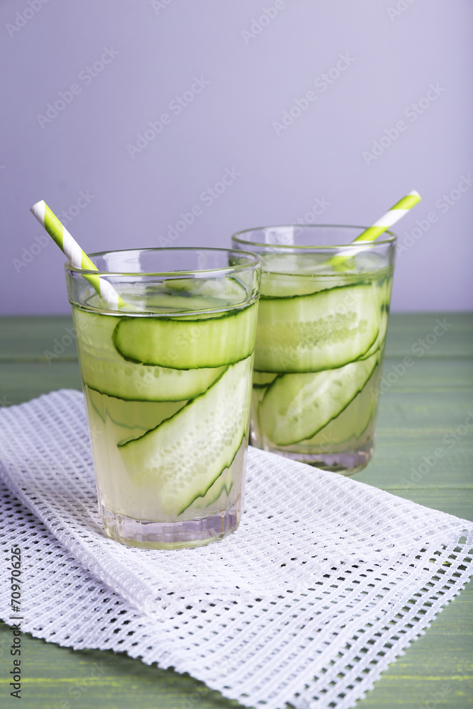 Two glasses of cucumber cocktail Two glasses of cucumber cocktail