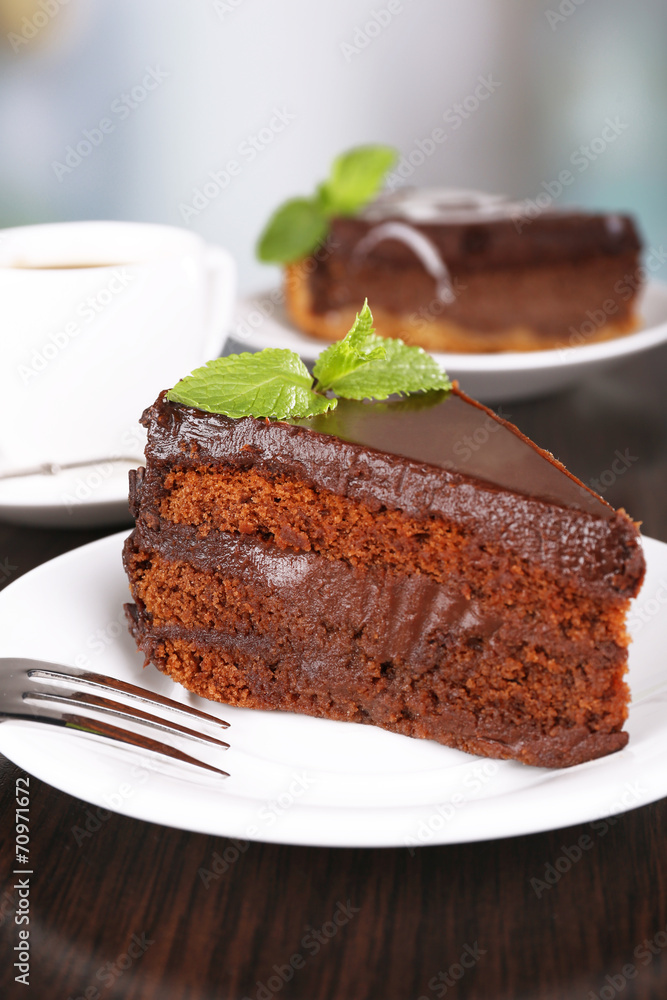 Pieces of chocolate cake Pieces of chocolate cake