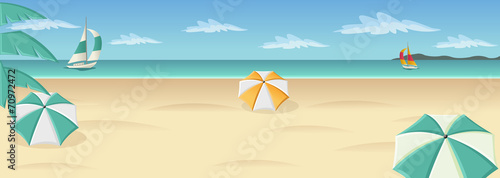 Beautiful tropical beach with blue ocean