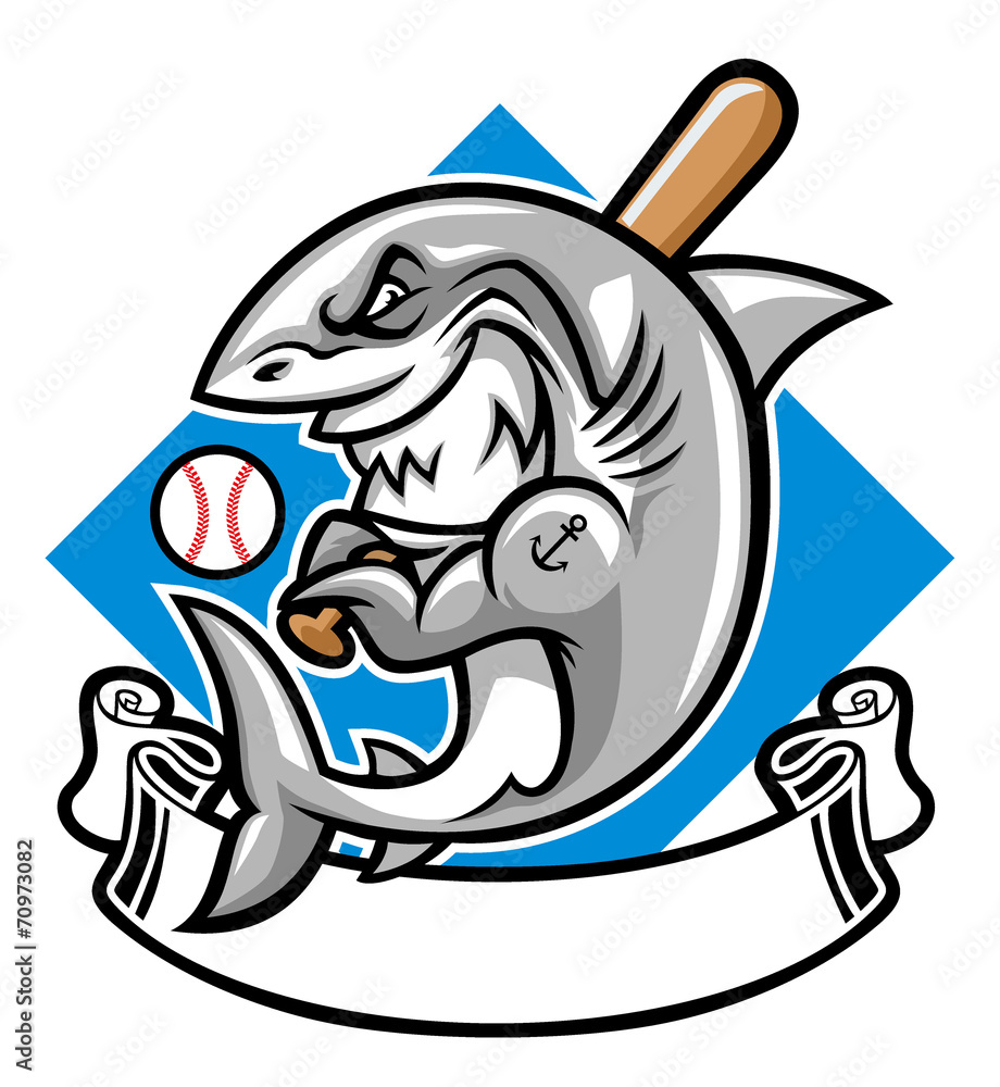 Naklejka premium shark baseball mascot