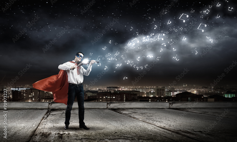 Fototapeta premium Superman with violin