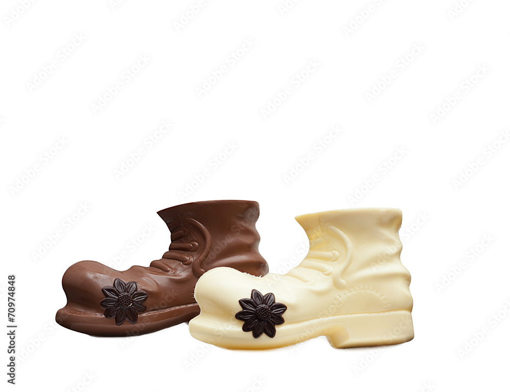 Chocolate shoes with patch in form of flower Chocolate shoes with patch in form of flower