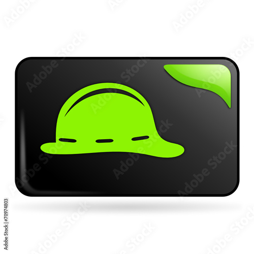 casque de chantier sur bouton web rectangle vert
