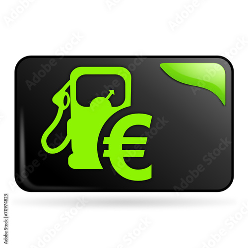 prix du carburant sur bouton web rectangle vert