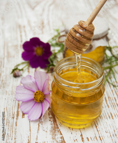 Honey with flowers