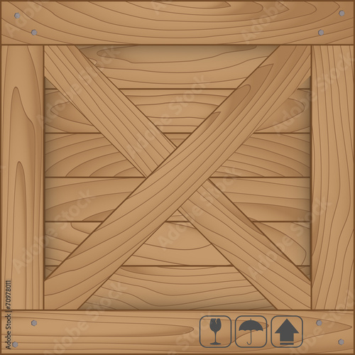 Texture of wood box and fragile symbol