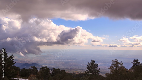 The foot of Mount Etna. Panorama. Sicily, Italy. Time Lapse. 4K photo