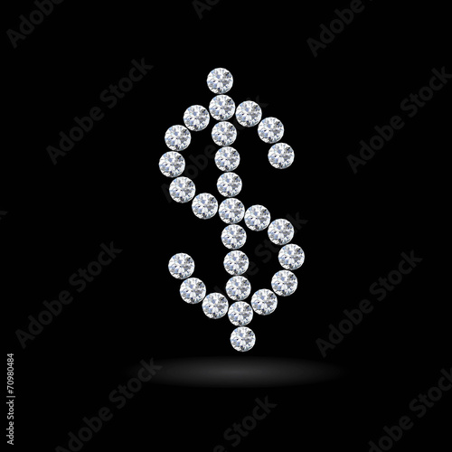 dollar sign on black background with high quality