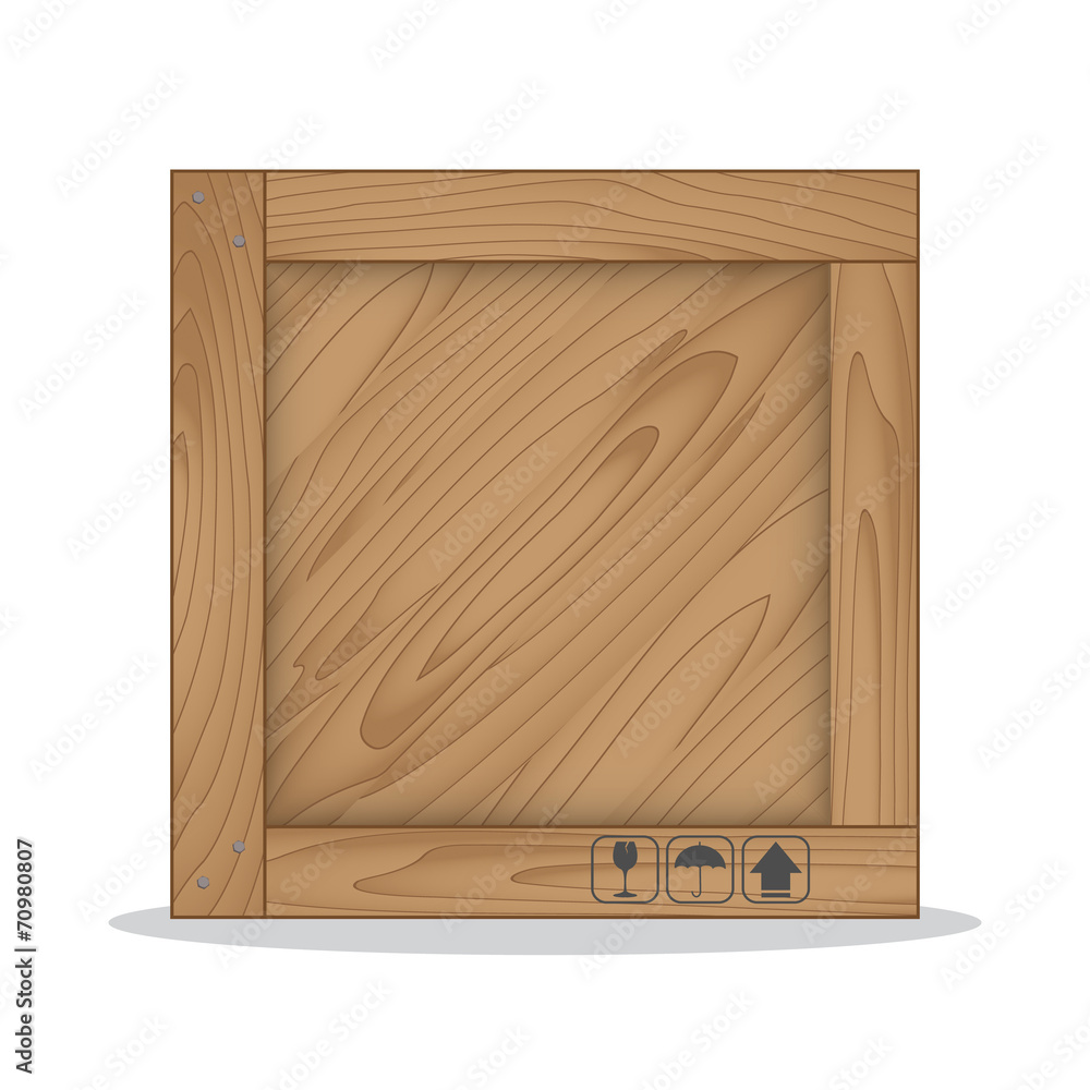 Fototapeta premium Wooden box and fragile symbol