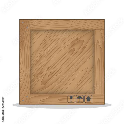 Wooden box and fragile symbol