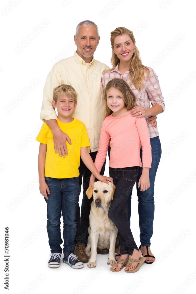 Happy family with their pet dog